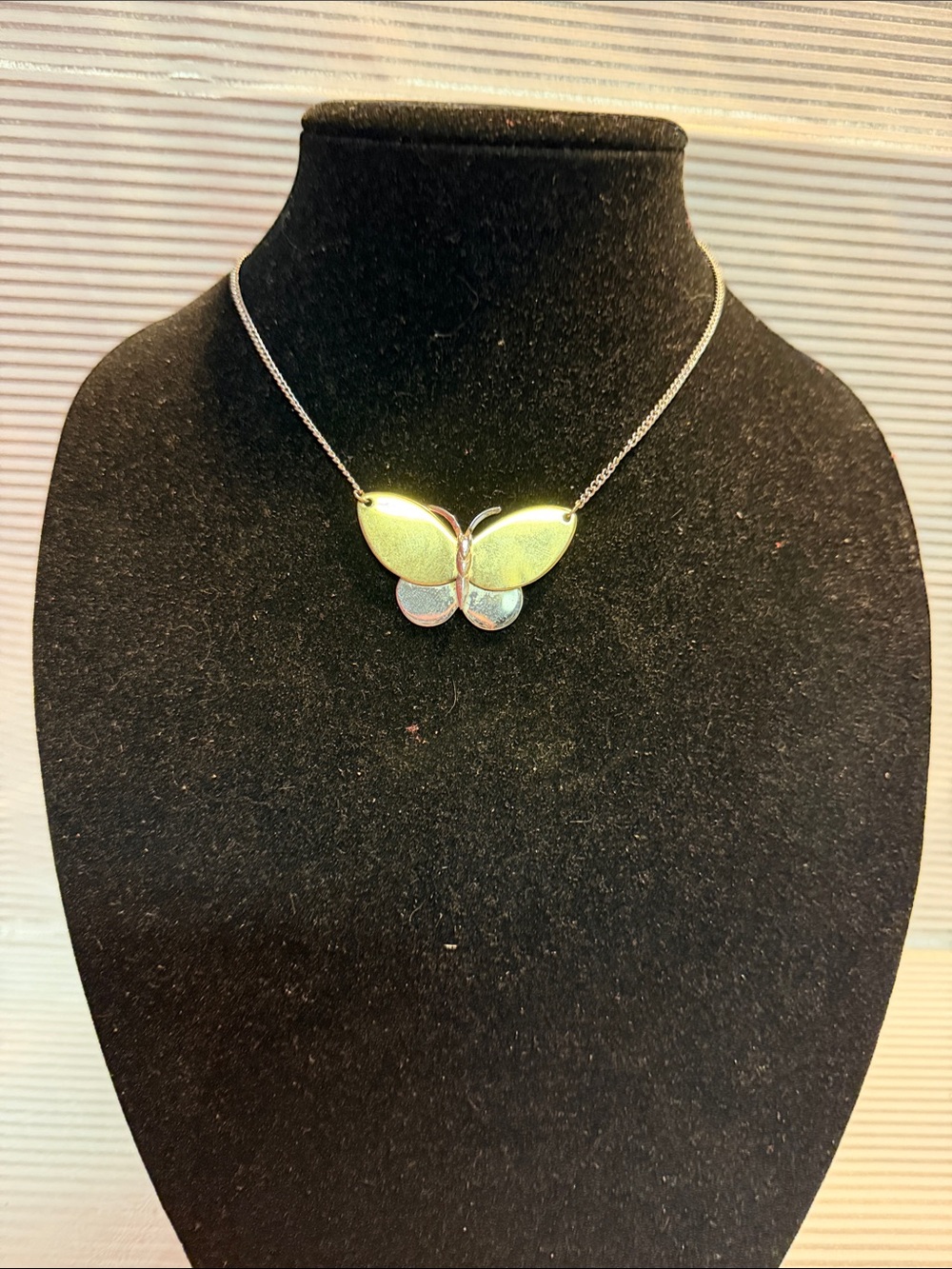 Avon Butterfly Pendant Necklace - Green and Blue -